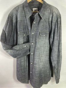 Paper Denim & Cloth Western Pearl Snap Shirt Size XL Denim Gray